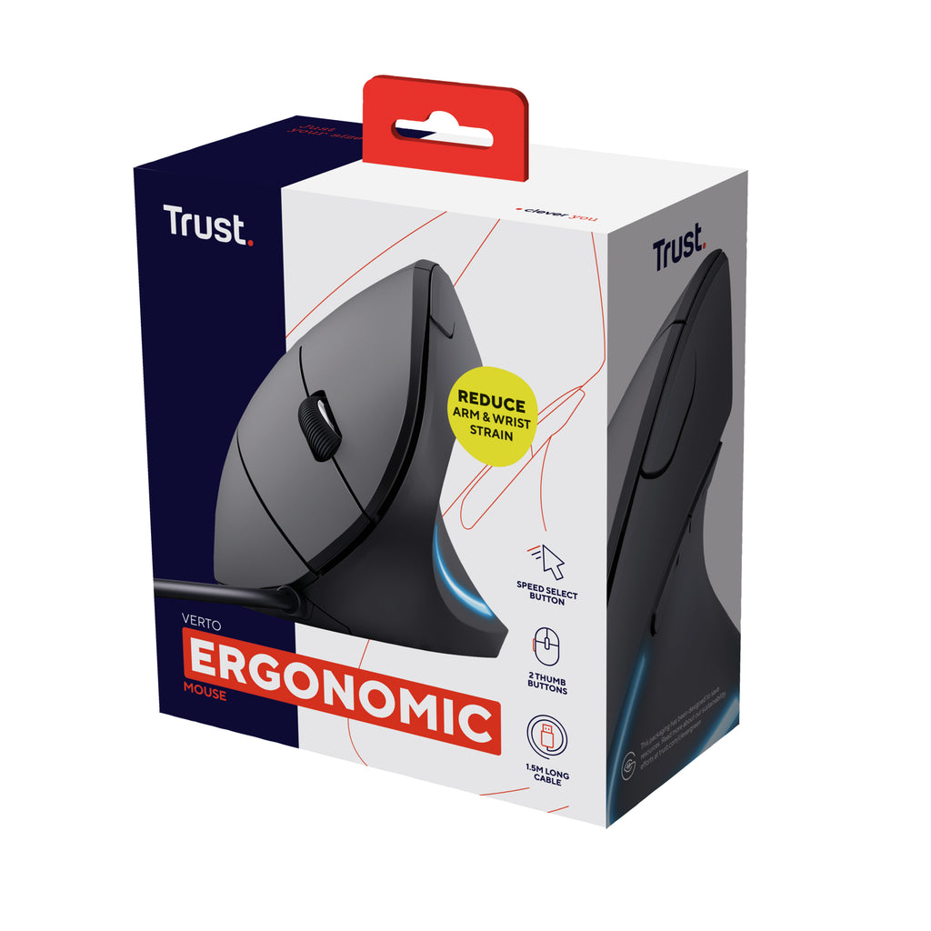 Trust Verto Souris de Bureau Optique pour Droitier, 1600 DPI, USB Type-A