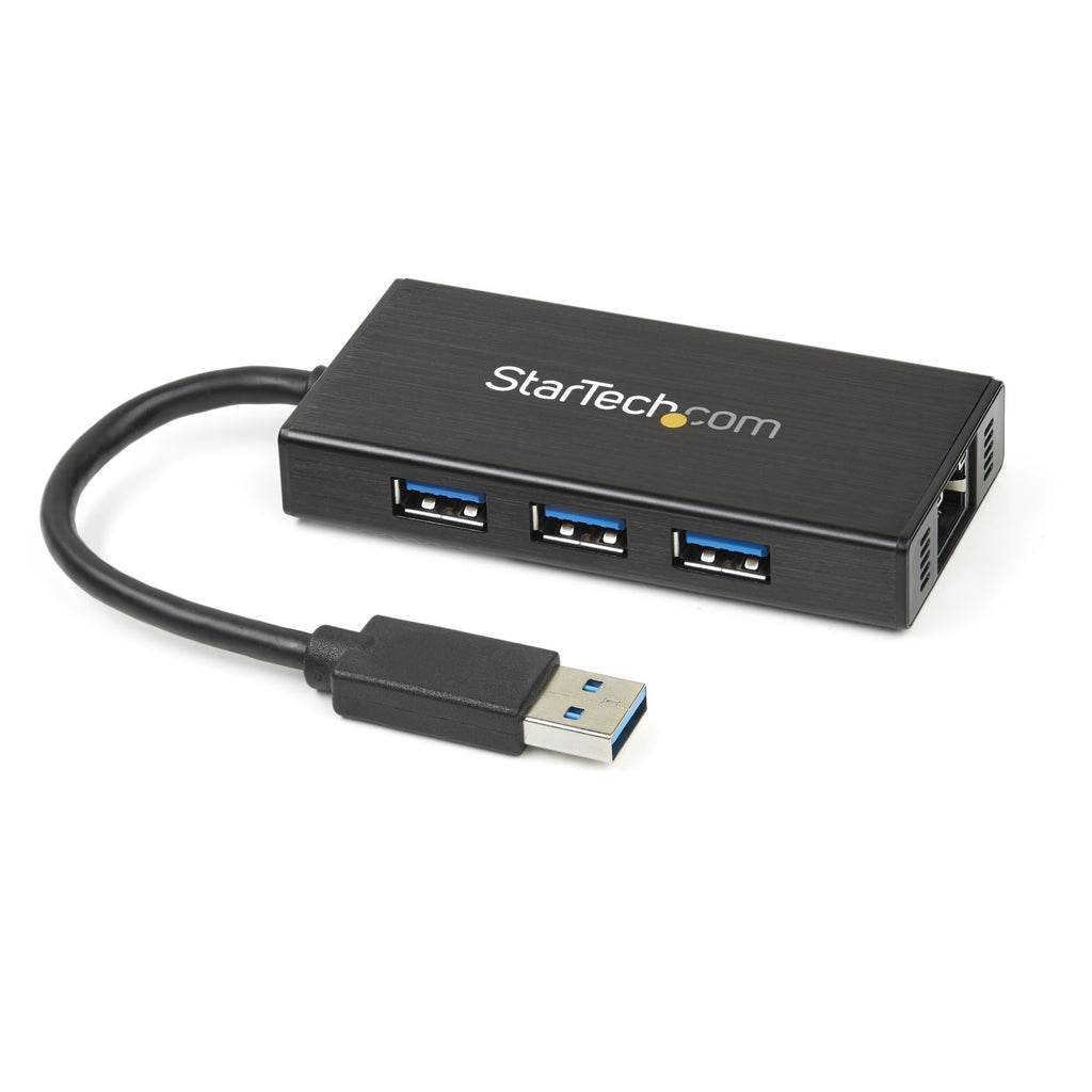 StarTech.com Hub USB 3.0 5Gbps 3 ports avec Gigabit Ethernet et Câble Intégré, Aluminium