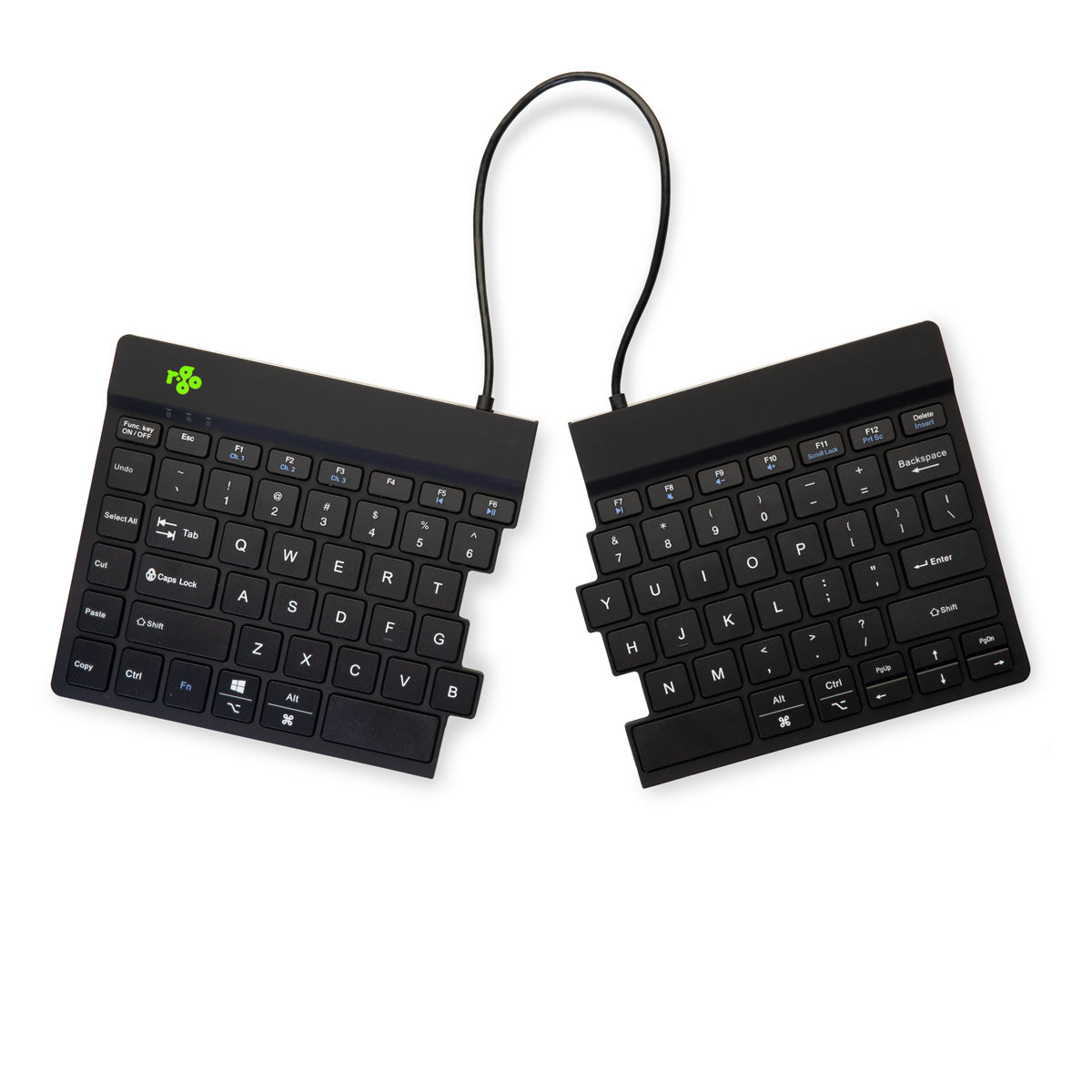 R-Go Tools Clavier ergonomique R-Go Split Break avec logiciel de pause, clavier ergonomique divisé, QWERTY (US), bluetooth, noir