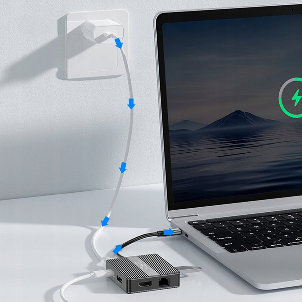 Hub USB-C 7-en-1 : adaptateur USB 3.0, HDMI 4K 60 Hz, DisplayPort, Gigabit RJ-45 1000 M, Zenwire BS-HP706