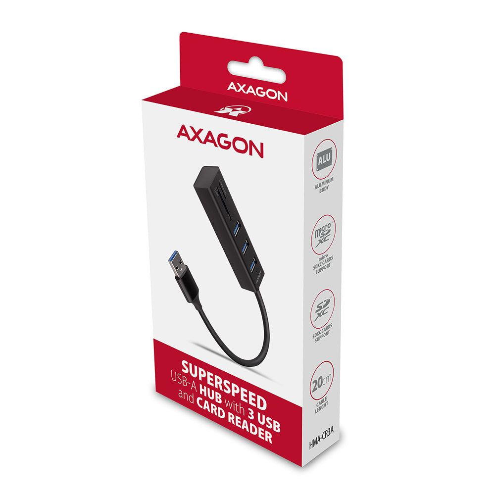 Axagon HMA-CR3A station d'accueil Avec fil USB 3.2 Gen 1 (3.1 Gen 1) Type-A Noir - vue 7