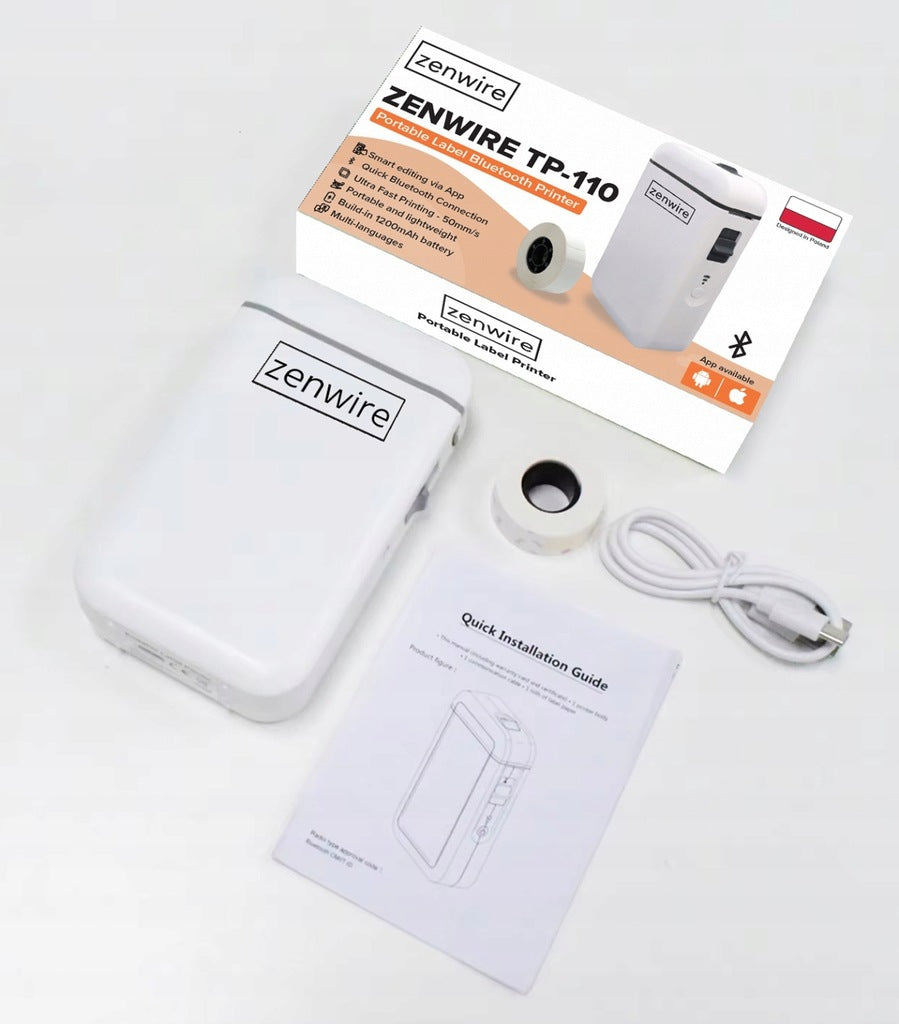 Mini-imprimante thermique portable pour étiquettes et autocollants, Bluetooth et USB-C, Zenwire TP-110