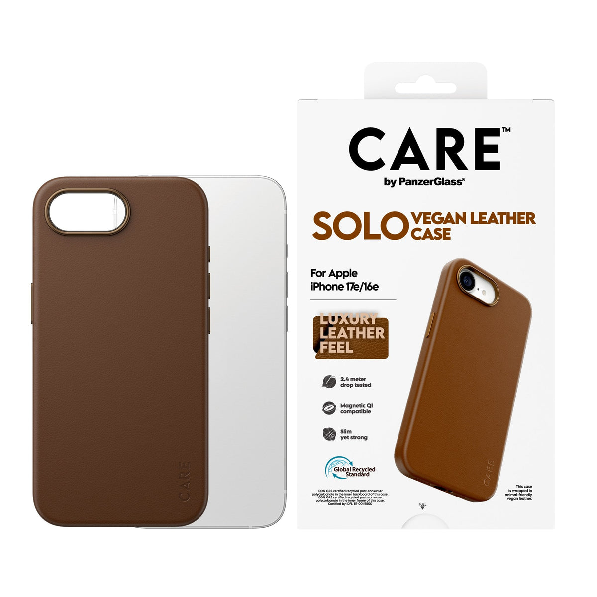 PanzerGlass CR46076 Coque de Protection Housse Marron pour iPhone 17 et 16, 16 cm (6.3")