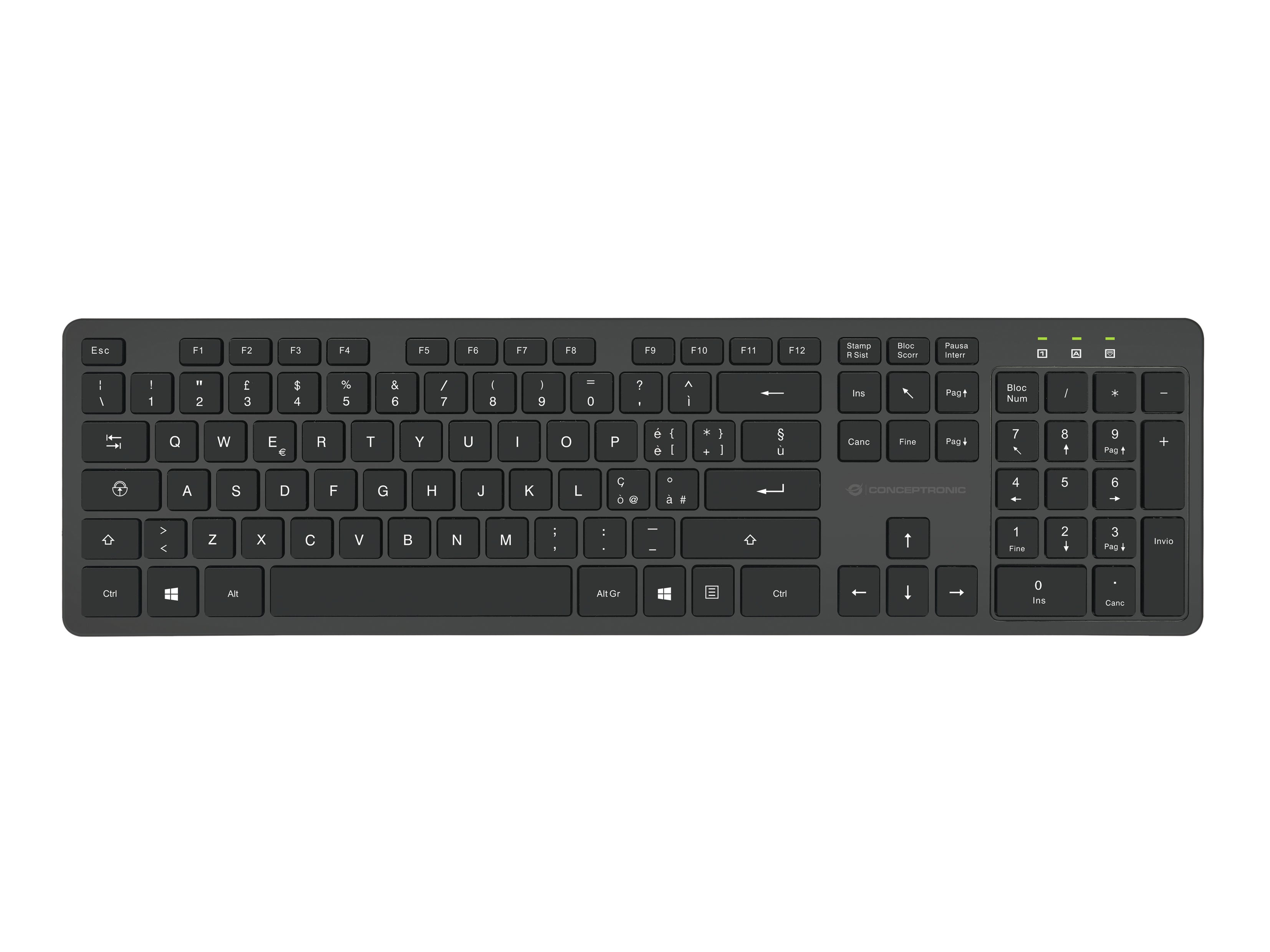 Conceptronic ORAZIO01IT clavier Souris incluse Bureau RF sans fil QWERTY Italien Noir