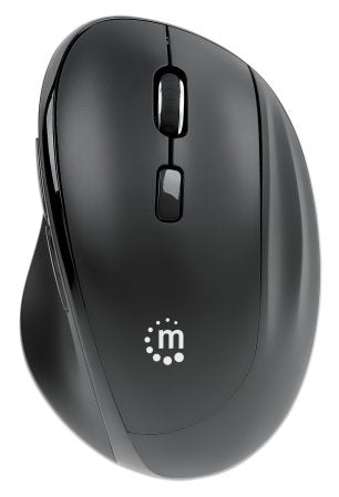 Manhattan Souris Ergonomique Sans Fil, DPI Réglable 800/1200/1600, Récepteur USB-A et USB-C, 6 Boutons, Noire