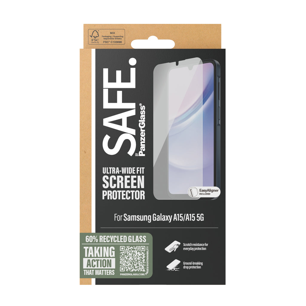 PanzerGlass SAFE. by ® Screen Protector by Samsung Galaxy A15 | A15 5G | Ultra-Wide Fit w. EasyAligner Protection d'écran transparent 1 pièce(s)