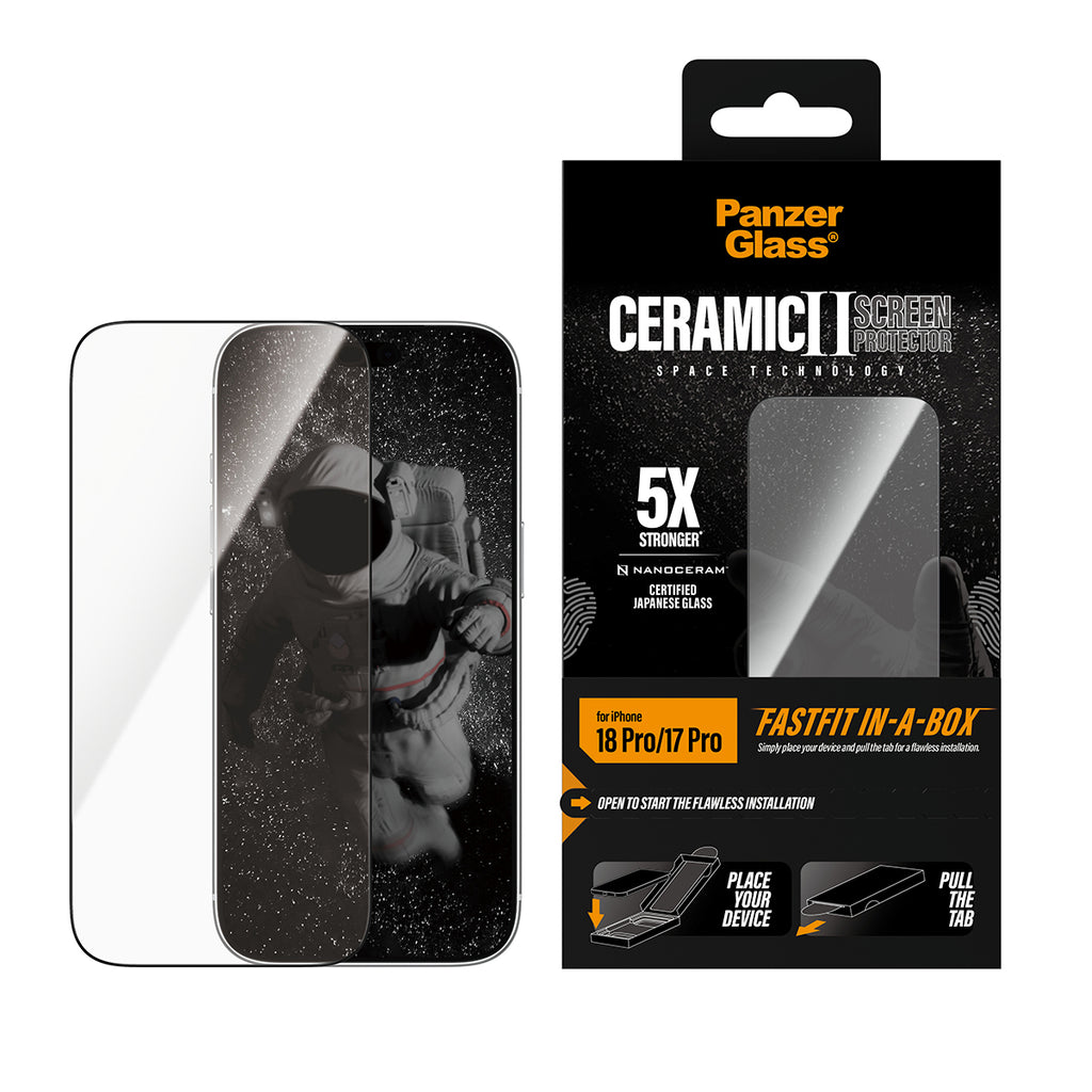 PanzerGlass ® Ceramic Screen Protector iPhone 2026 Pro | 17 Pro w. FASTFIT IN-A-BOX Protection d'écran transparent 1 piè