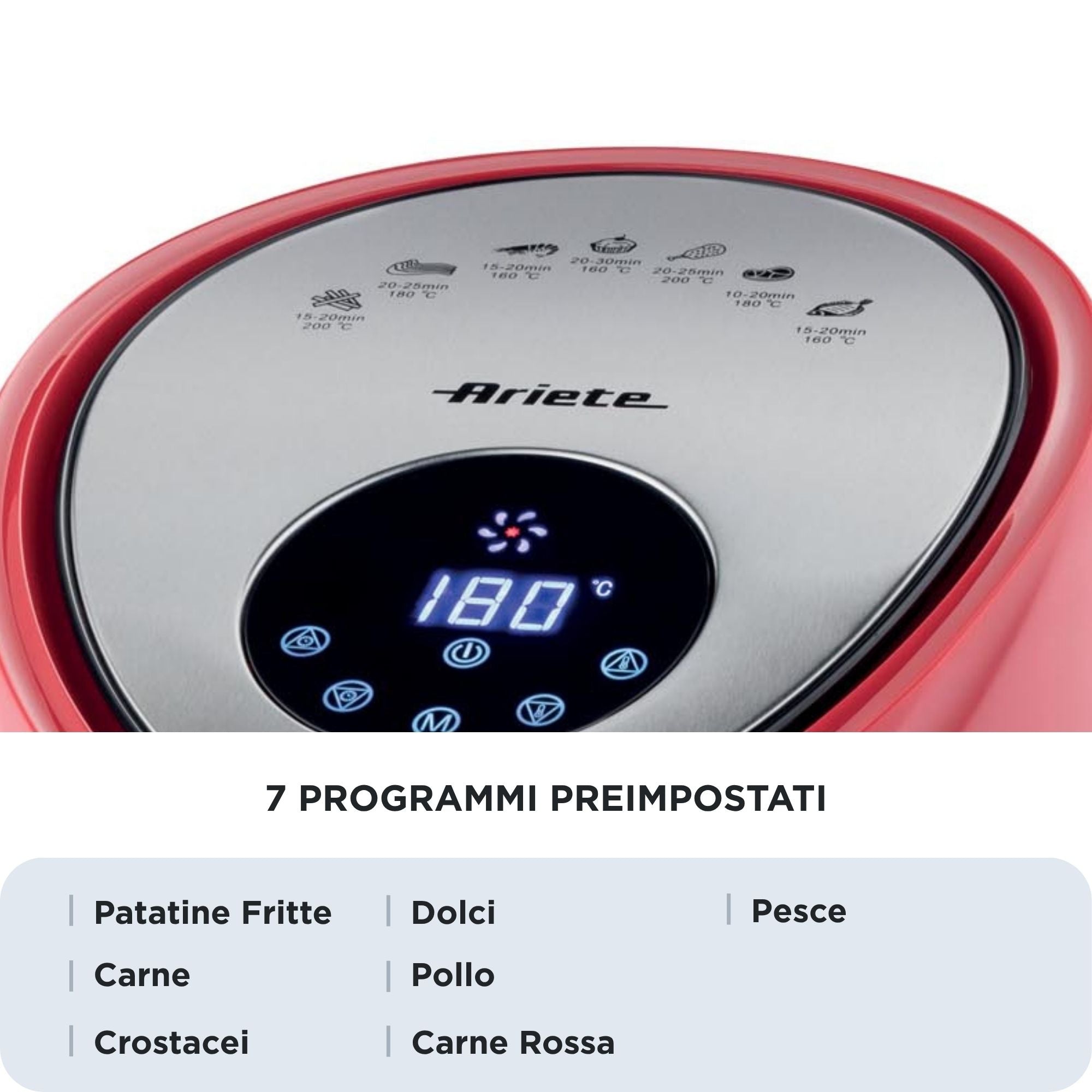 Ariete 4618/01 Unique 7 L Autonome 1800 W Friteuse d’air chaud Rouge