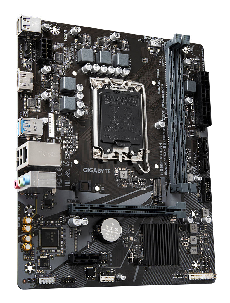 GIGABYTE H610M K DDR4 Carte mère - Compatible avec processeurs Intel Core 14th Gen CPUs, 3+1+1 Phases Hybrid Power Design, up to 3200MHz DDR4, 1xPCIe 3.0 M.2, GbE LAN, USB 3.2 Gen 1