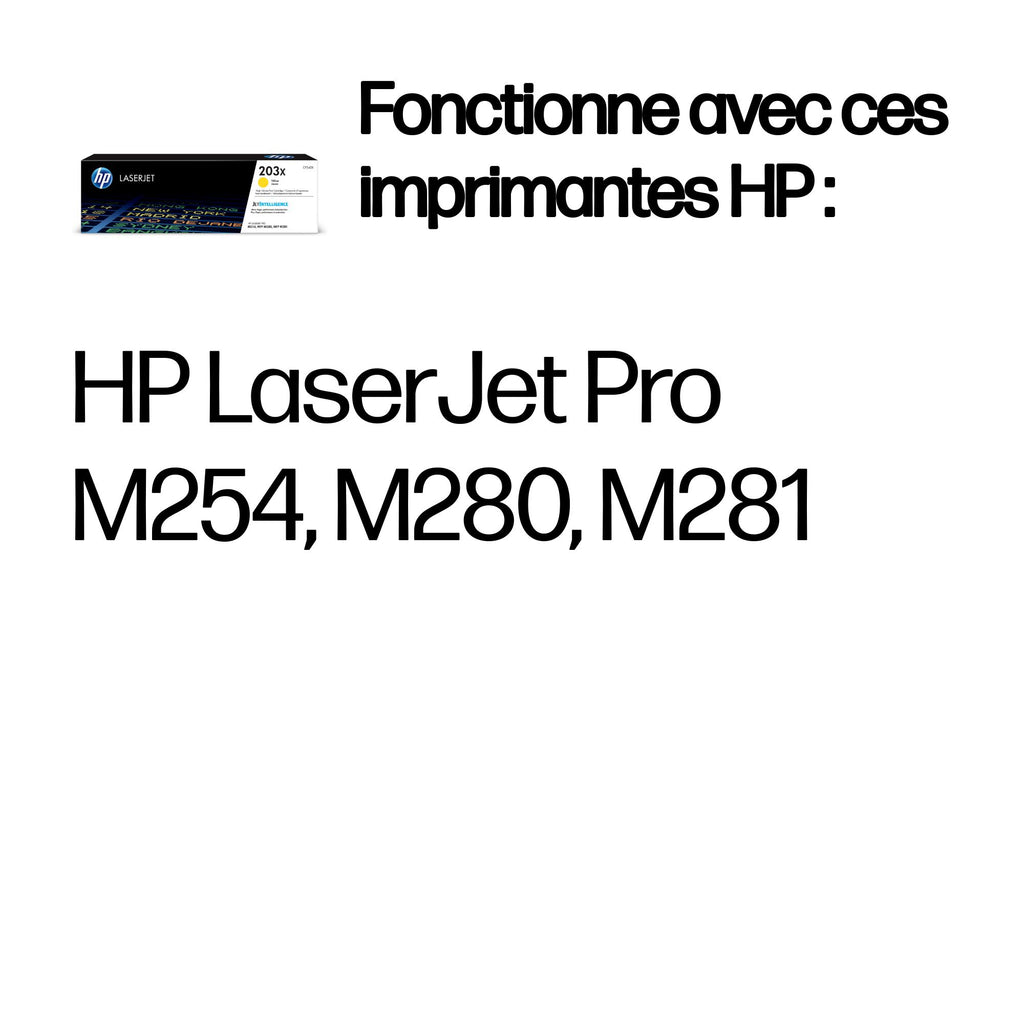 HP LaserJet Cartouche de toner grande capacité jaune authentique 203X pour