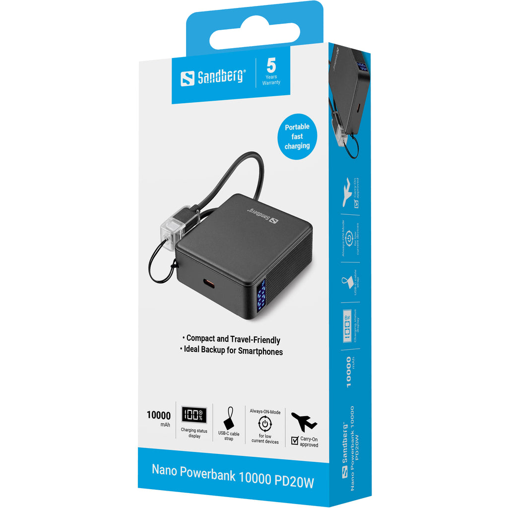 Sandberg 421-34 banque d'alimentation électrique Lithium-Ion (Li-Ion) 10000 mAh Noir
