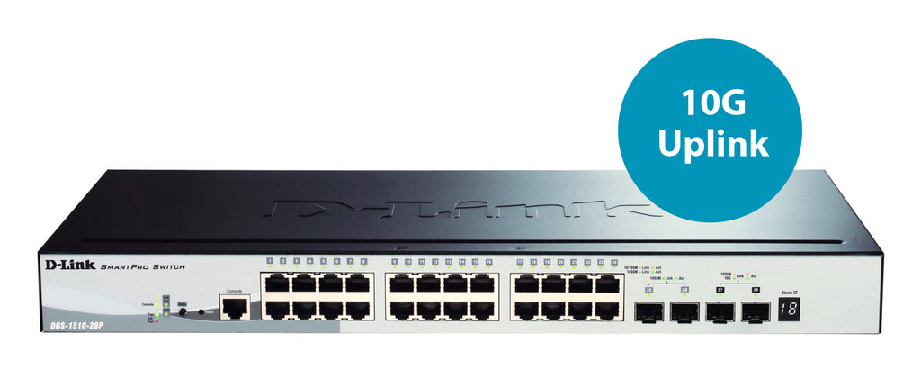 D-Link DGS-1510-28P Commutateur Réseau Géré L3 Gigabit Ethernet PoE Noir