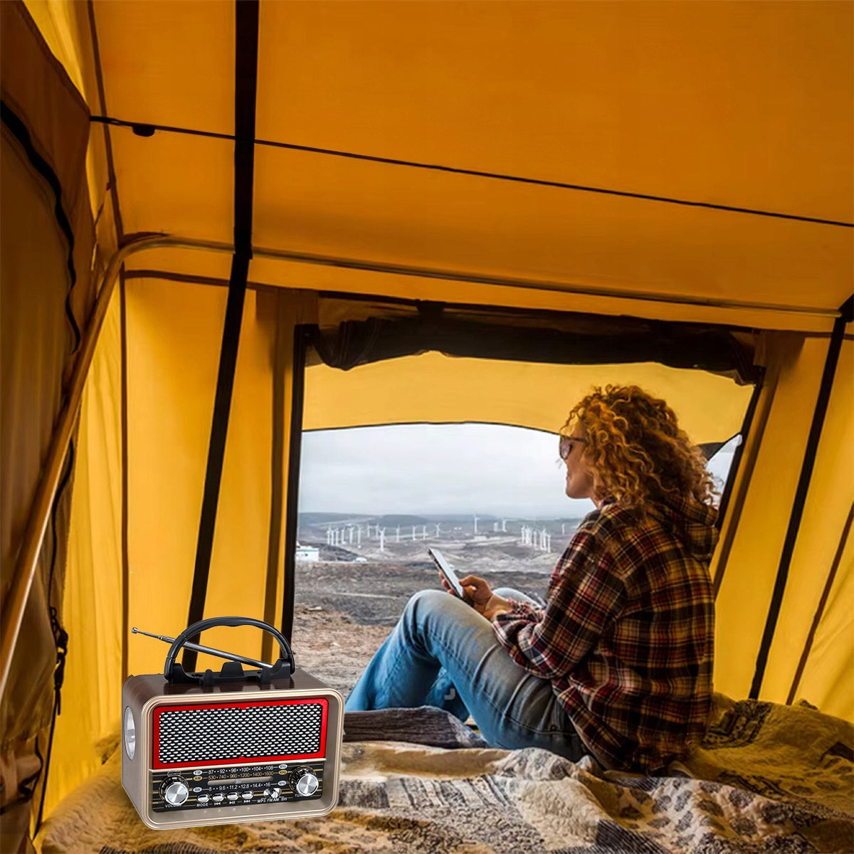 Radio Retro FM solaire Bluetooth portable à piles, avec antenne USB-C Zenwire BT-S060