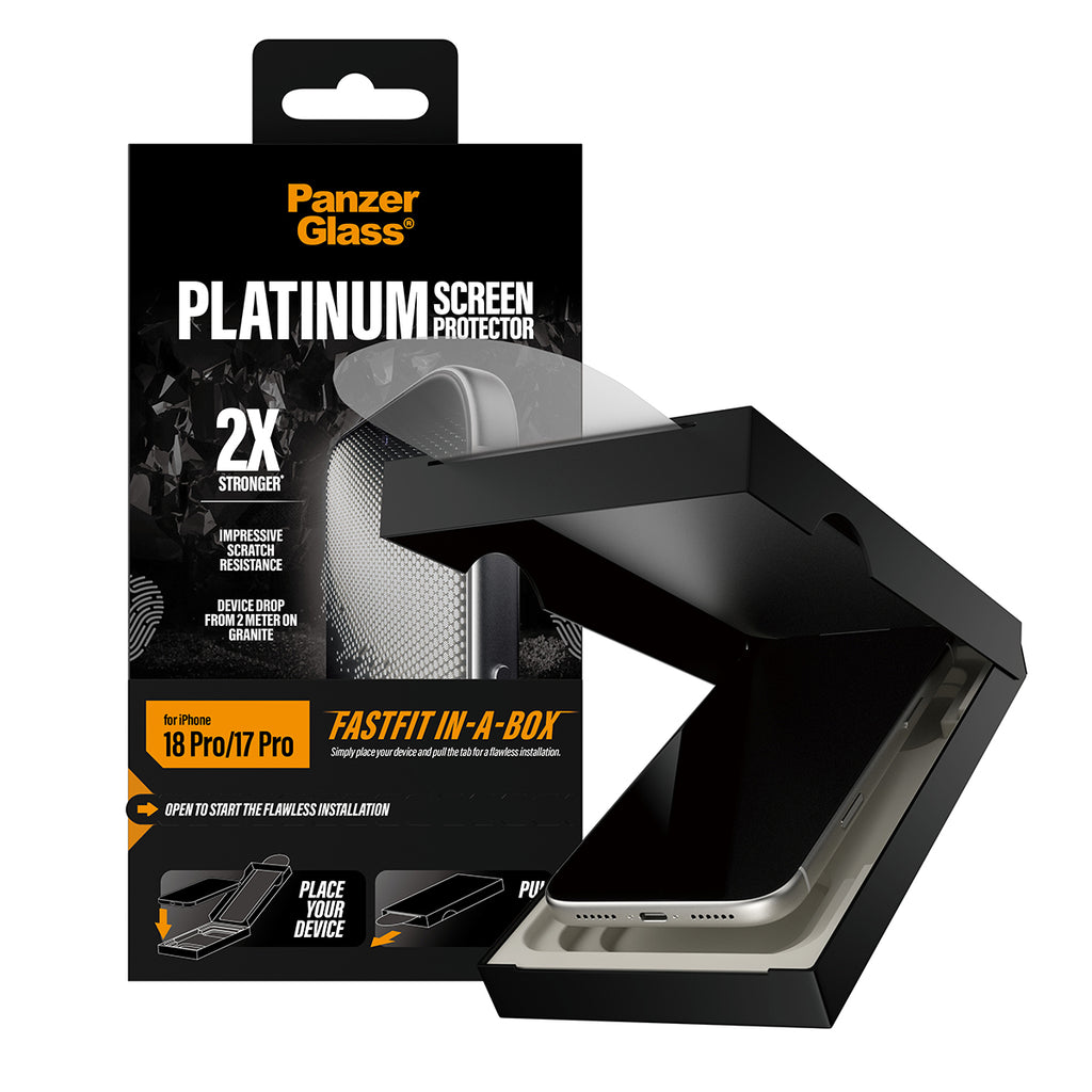 PanzerGlass ® Platinum Screen Protector iPhone 18 Pro | 17 Pro | Ultra-Wide Fit w. FASTFIT IN-A-BOX Protection d'écran t