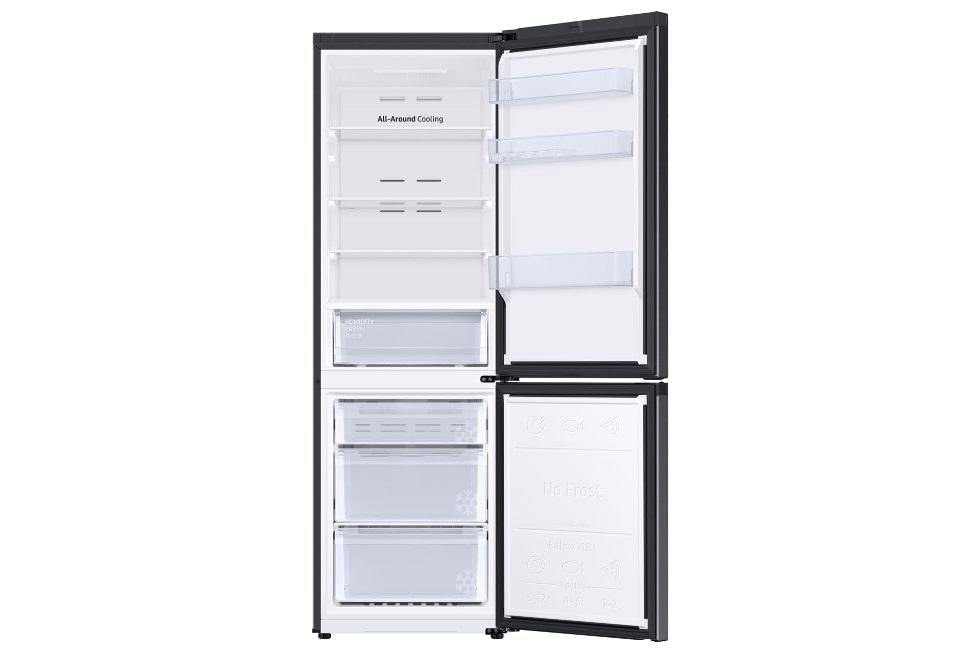 Samsung Réfrigérateur Combiné Bespoke AI - Noir- No Frost : élimine l'accumulation de glace - 344L - Classe E -RB34C600EBN