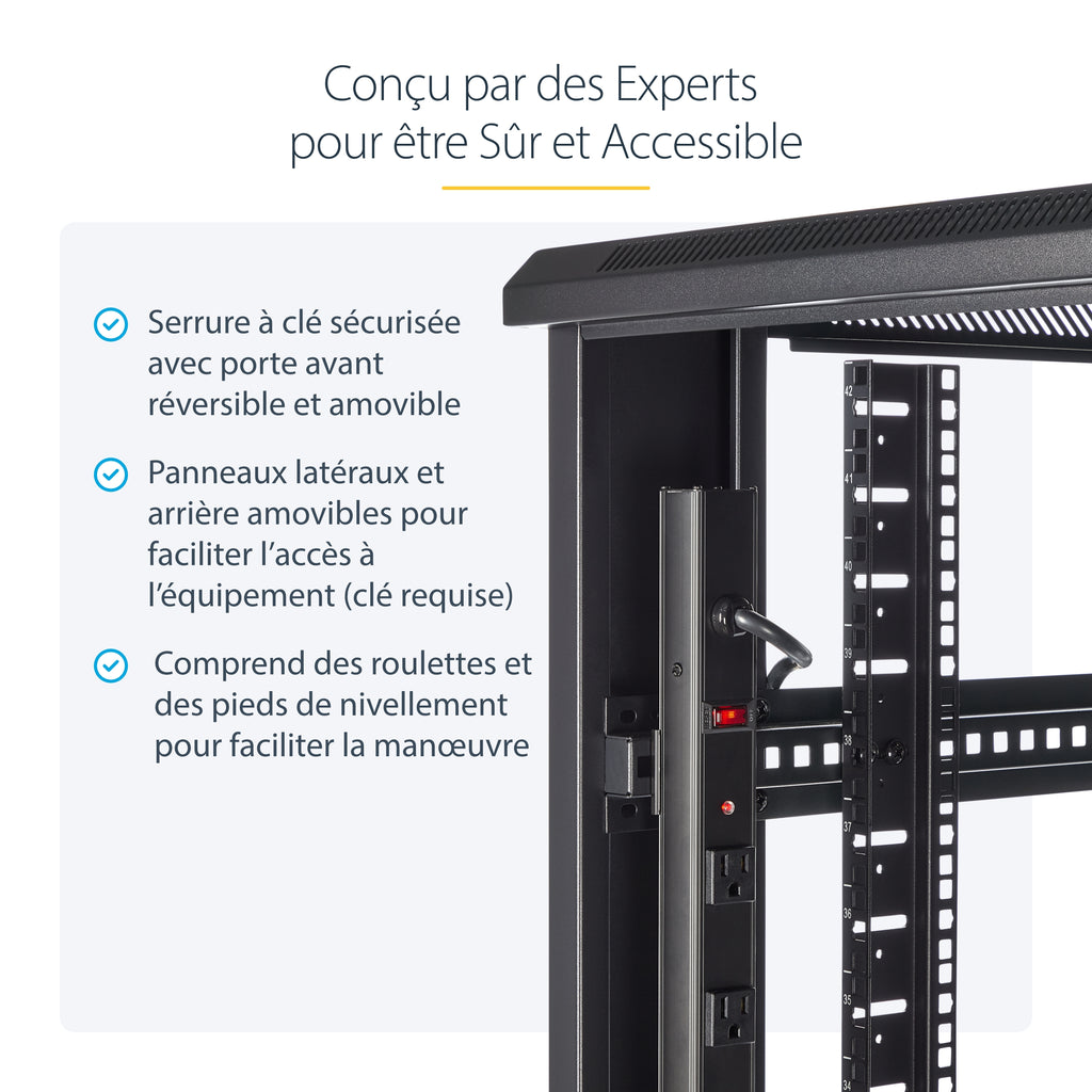 StarTech.com Rack Serveur 42U à 4 Montants, Rack de Données 19" pour le Montage d'Équipements Audiovisuels/IT et d'Ordin