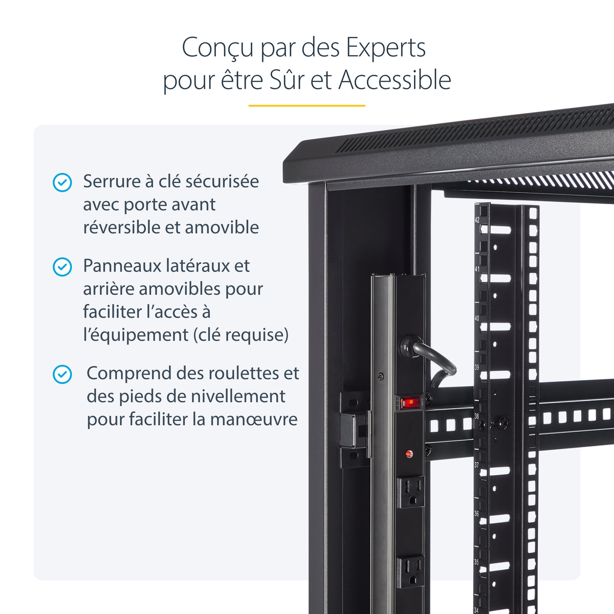 StarTech.com Rack Serveur 42U à 4 Montants, Rack de Données 19" pour le Montage d'Équipements Audiovisuels/IT et d'Ordin
