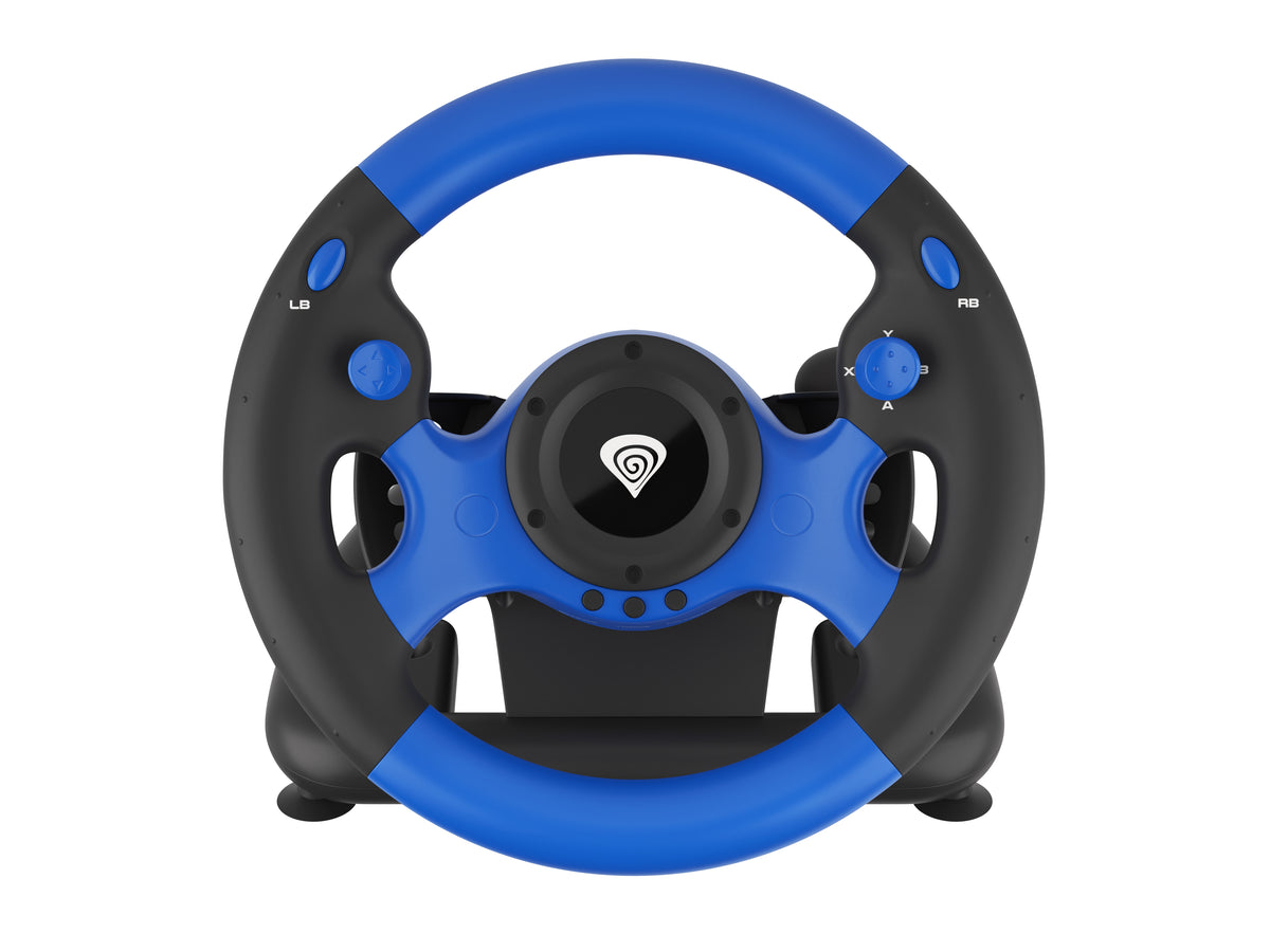 Volant et Pédales Seaborg 350 Noir et Bleu USB pour PC, PS4, PS3, Xbox Series X/S, Xbox One, Xbox 360, Nintendo Switch