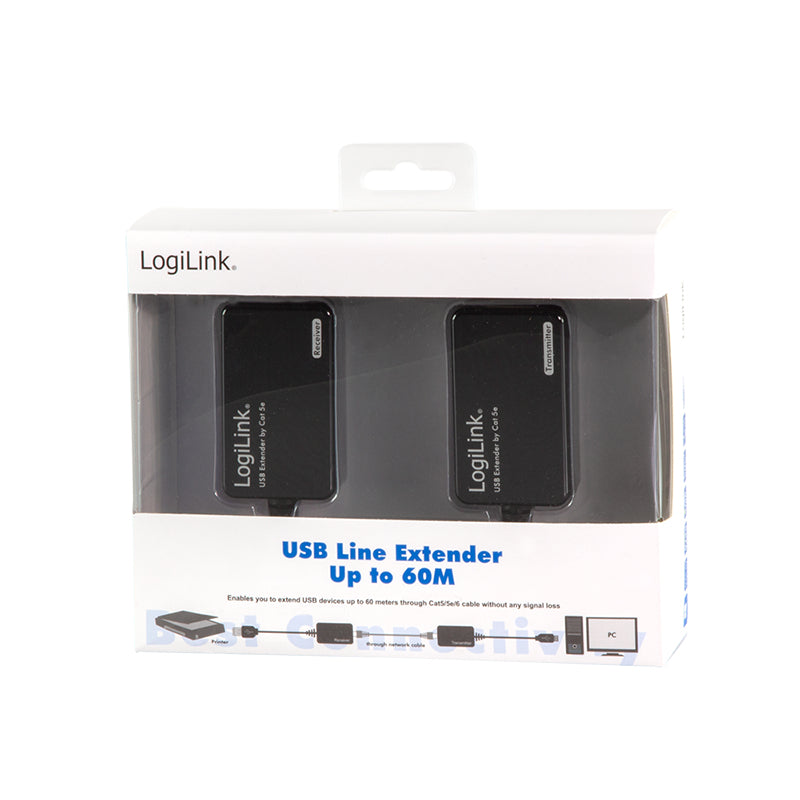 LogiLink Line Extender USB via CAT5/6, Carte et Adaptateur d'Interfaces, Noir