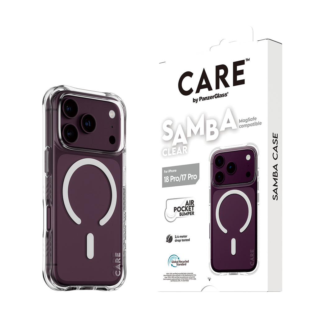 PanzerGlass CARE™ by ® Samba Case Transparent w. White MagSafe iPhone 2026 Pro | 17 Pro coque de protection pour télépho