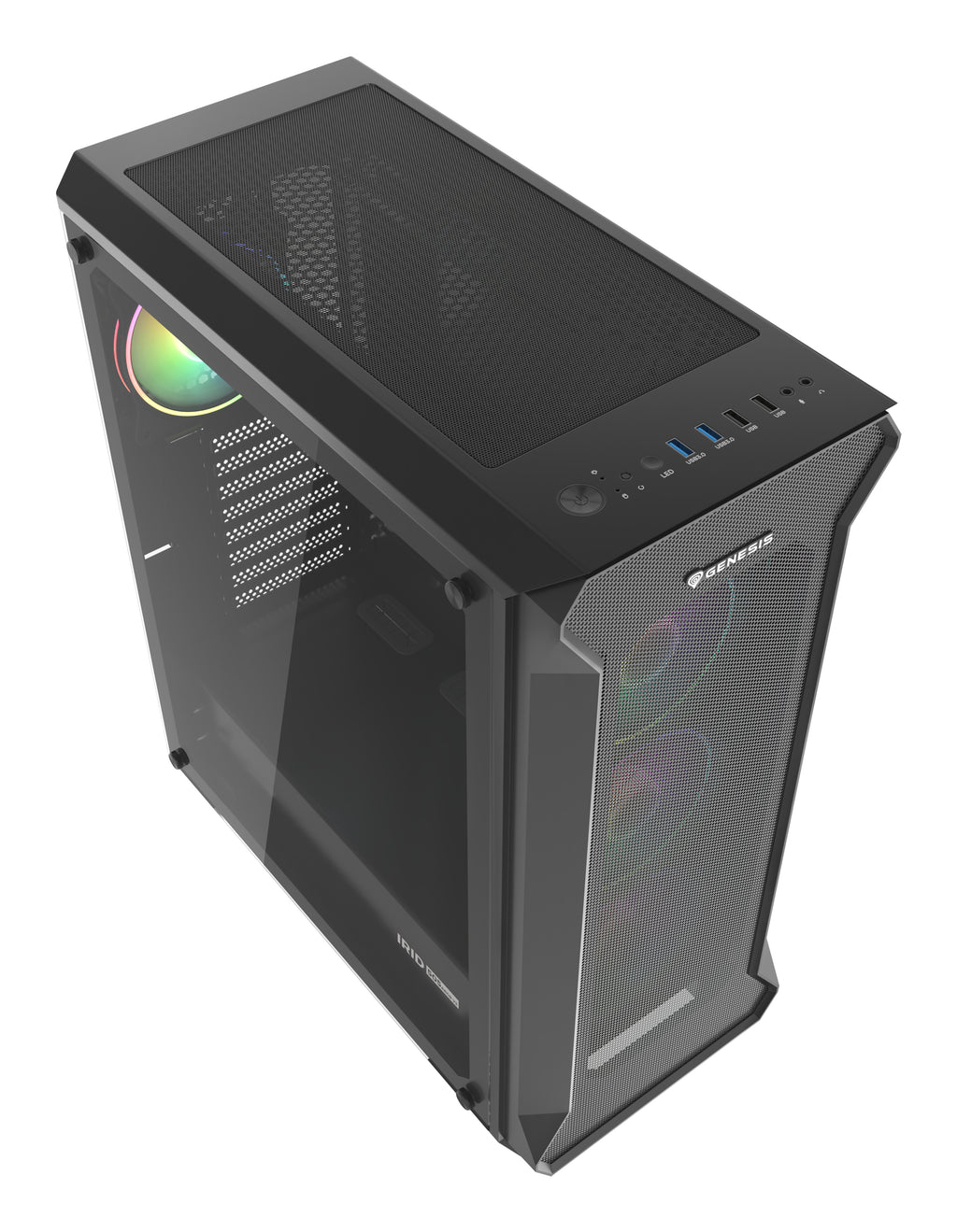 Boîtier PC Midi Tower Irid 505 ARGB, Noir et Transparent