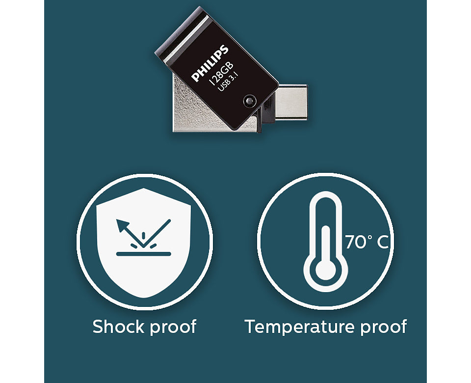 Philips FM12DC152B/00 lecteur USB flash 128 Go USB Type-A 3.2 Gen 1 (3.1 Gen 1) Noir, Argent