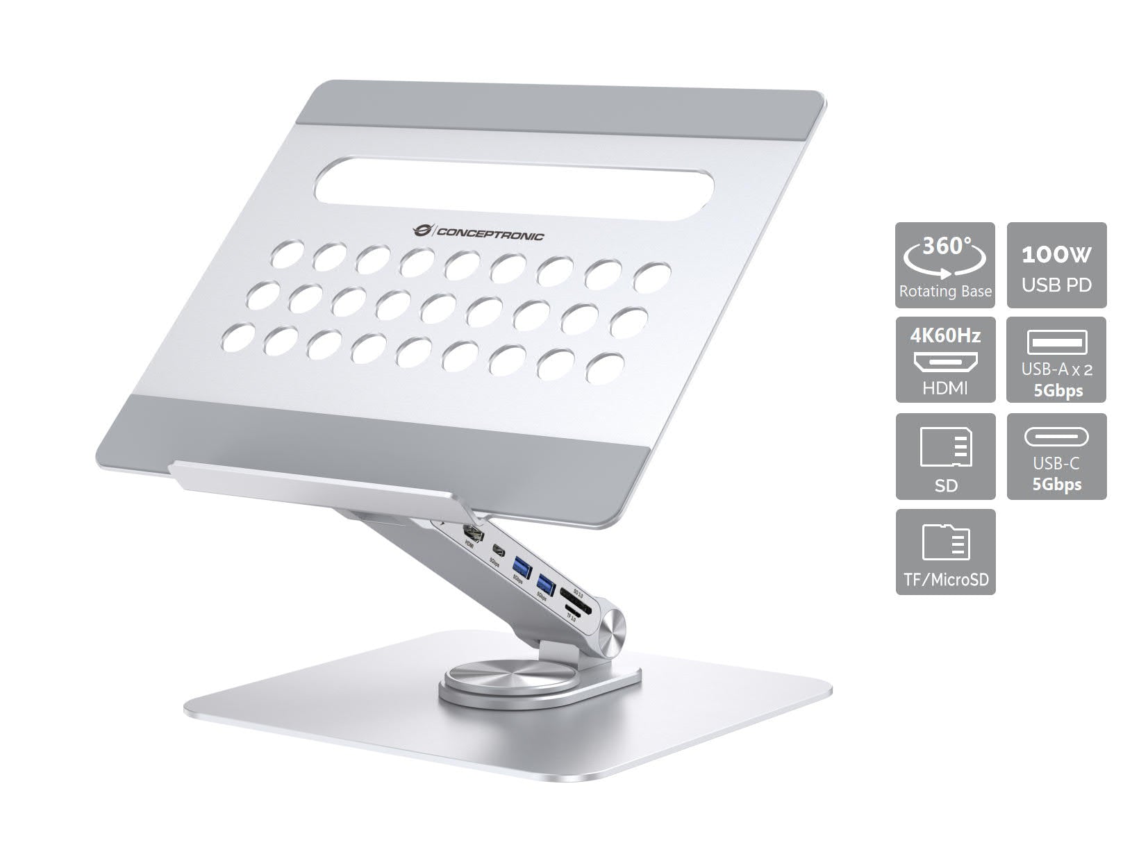 Conceptronic DONN27G Support de livres Supports de Laptop Argent