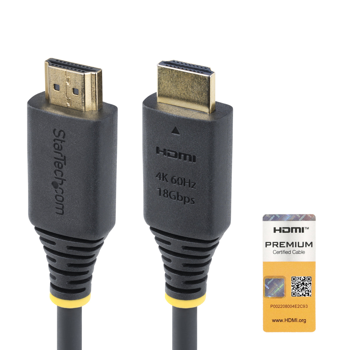 StarTech.com Câble HDMI 2.0 Premium Certifié 1,5m, 4K 60Hz, 18Gbps, HDR10, HDCP 2.2, ARC