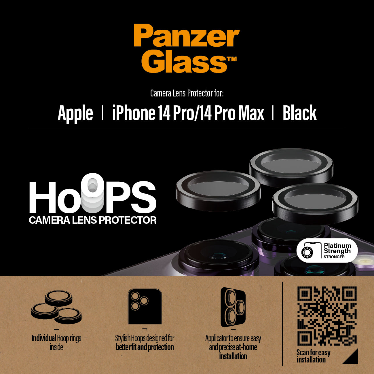 PanzerGlass PanzerGlass ® Hoops® Camera Lens Protector Black iPhone 14 Pro | 14 Pro Max Protection d'écran transparent Apple 1 pièce(s)