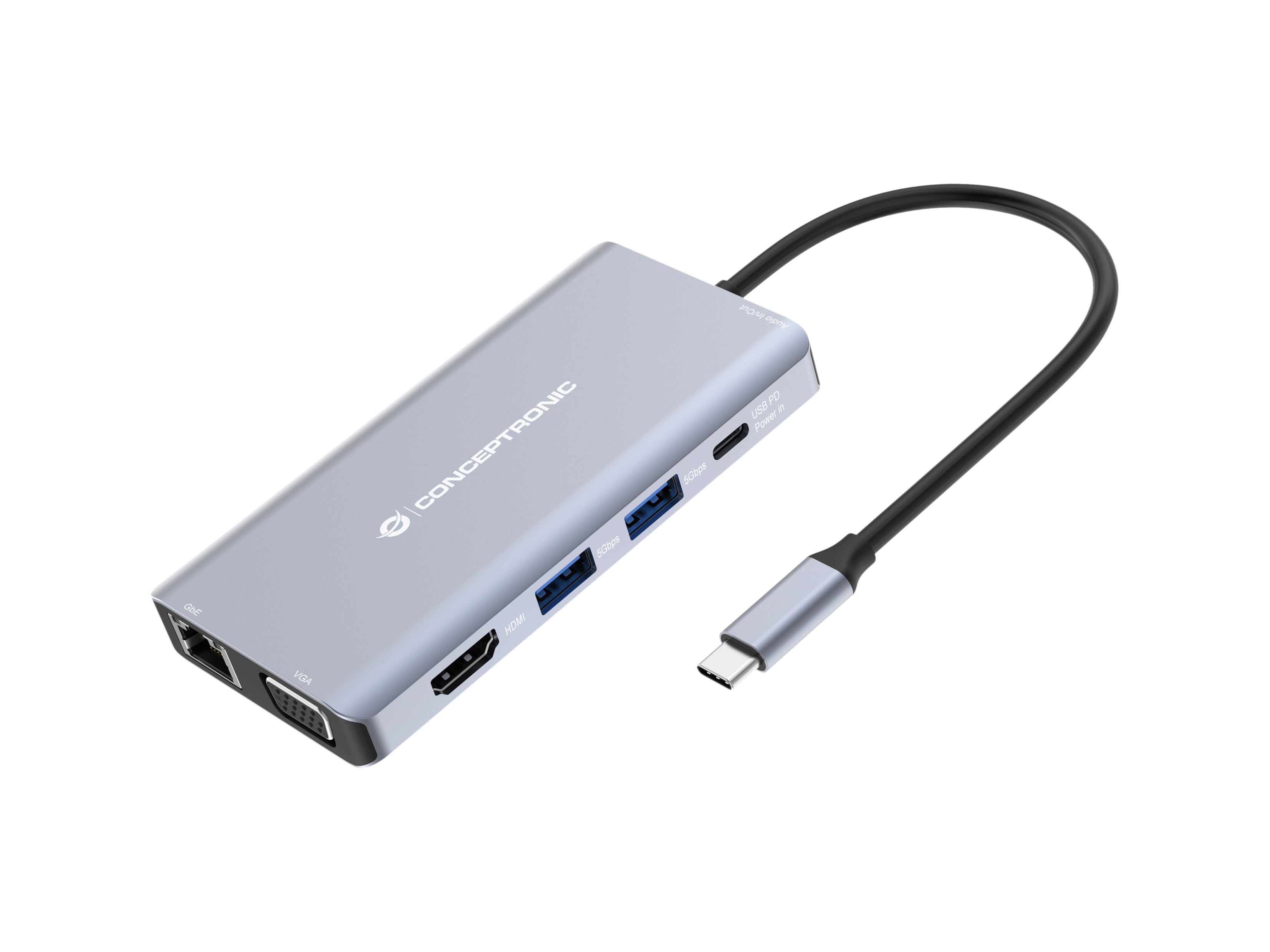 Conceptronic DONN20G station d'accueil Avec fil USB 3.2 Gen 1 (3.1 Gen 1) Type-C Gris
