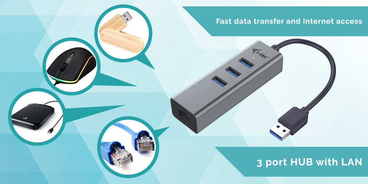Hub USB 3.0 en Métal avec 3 Ports et Adaptateur Gigabit Ethernet