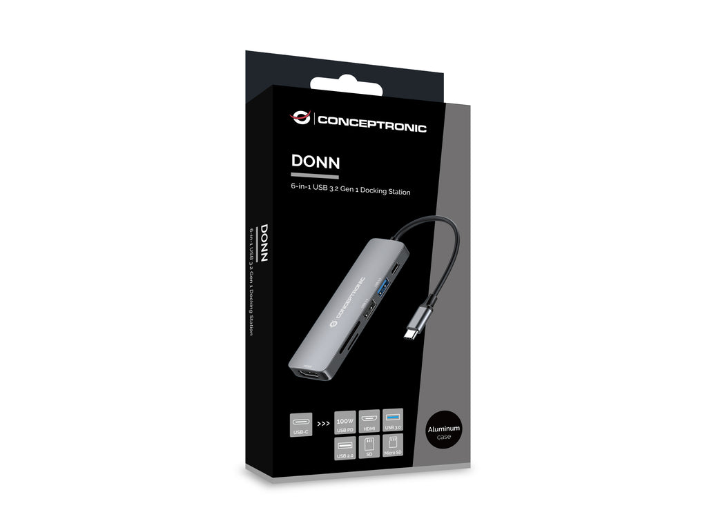 Conceptronic DONN11G station d'accueil Avec fil USB 3.2 Gen 1 (3.1 Gen 1) Type-C Gris