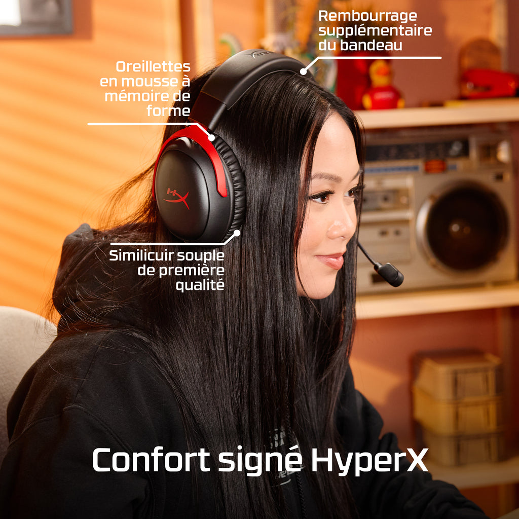 HyperX Cloud III S Sans fil – Casque gamer (noir-rouge)