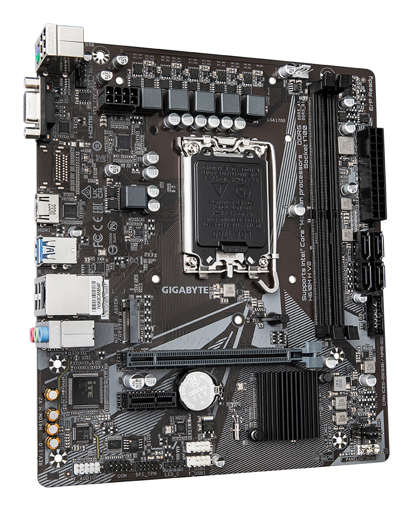 GIGABYTE H610M H V2 Carte mère - Compatible avec processeurs Intel Core 14th CPUs, 4+1+1 Hybrid Digital VRM, up to 5600MHz DDR5, 1xPCIe 3.0 M.2, GbE LAN, USB 3.2 Gen 1
