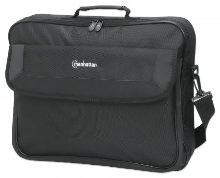 Manhattan Sacoche PC portable Cambridge 17,3", clamshell, noire, ÉCONOMIQUE, poche accessoires, compartiment documents, bandoulière amovible, équiv. Targus CN418EU, garantie 3 ans