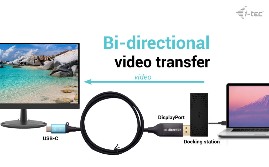 i-tec Câble Adaptateur USB-C vers DisplayPort Bidirectionnel 8K/30Hz, 150cm