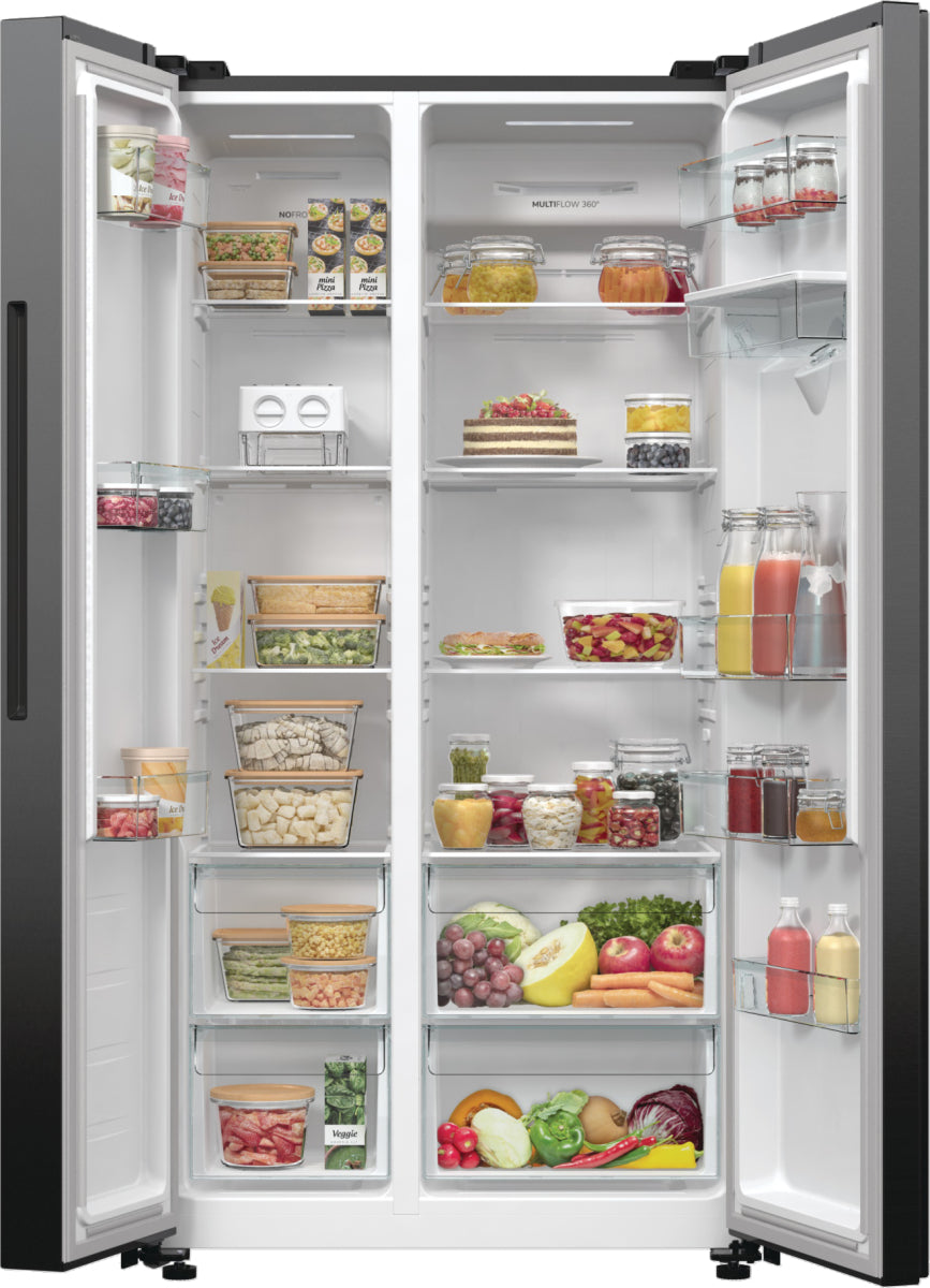 Gorenje NRR9185EABXLWD frigo américain Pose libre 547 L Noir, Acier inoxydable