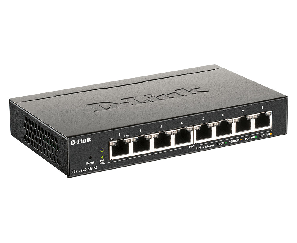 D-Link DGS-1100-08PV2 Géré L2/L3 Gigabit Ethernet (10/100/1000) Connexion Ethernet, supportant l'alimentation via ce por