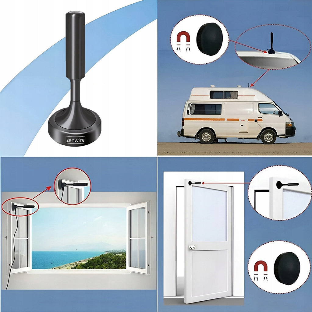 Antenne TV terrestre d'intérieur DVBT2 HEVC H.265 puissante 5 m Zenwire HDAT20