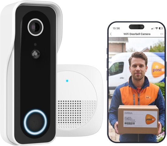 Trust DOORCAM-3000 Sonnette Vidéo Connectée 3 MP, Wi-Fi 2,4 GHz, Noir/Blanc