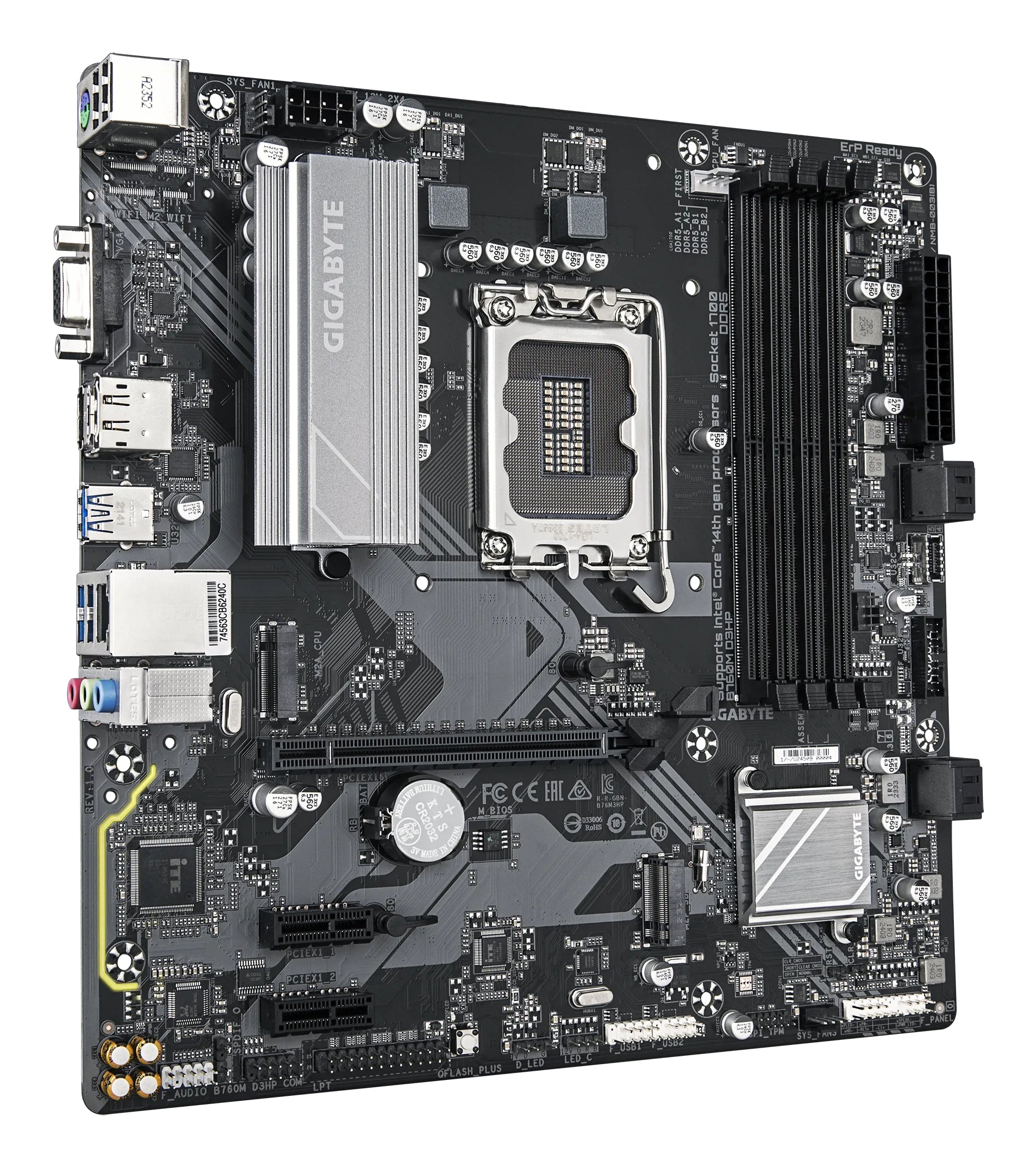 GIGABYTE B760M D3HP Carte Mère - Processeurs Intel Core 14ème Génération, VRM 4+1+1 phases, jusqu'à 5600 MHz DDR5, 2xPCIe 4.0 M.2, LAN GbE, USB 3.2 Gen 1