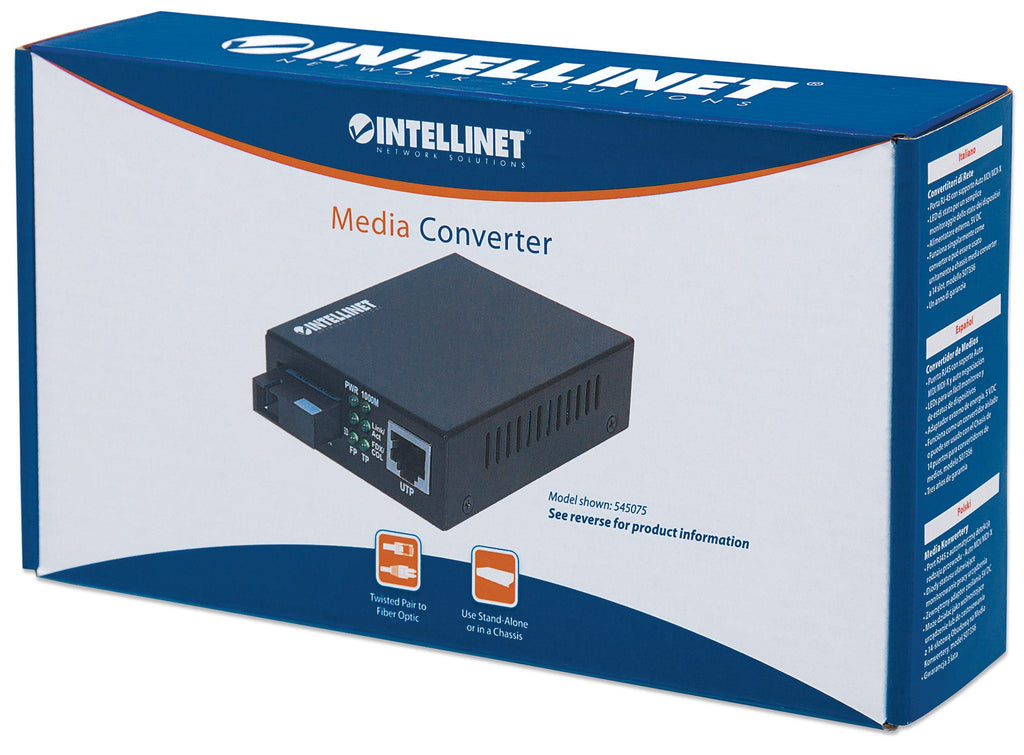 Intellinet 507349 Convertisseur de Support Réseau 1000 Mbit/s 1310 nm Monomode Noir