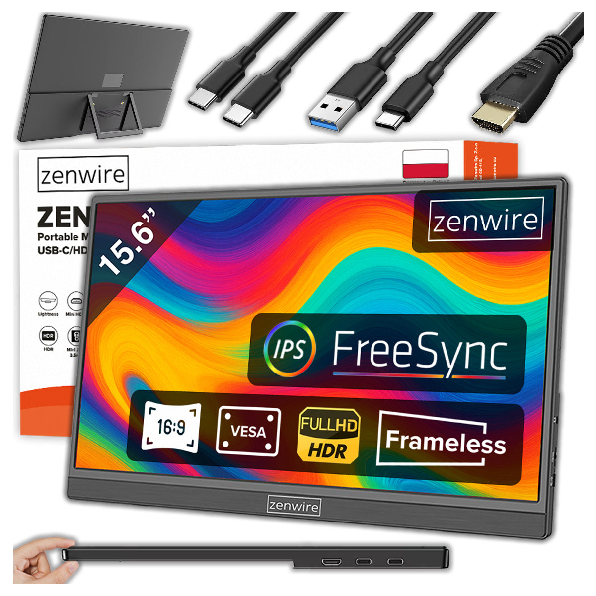 M9P USB-C Full HD 1920x1080 IPS HDR HDMI Moniteur portable pour ordinateur portable 15,6 pouces