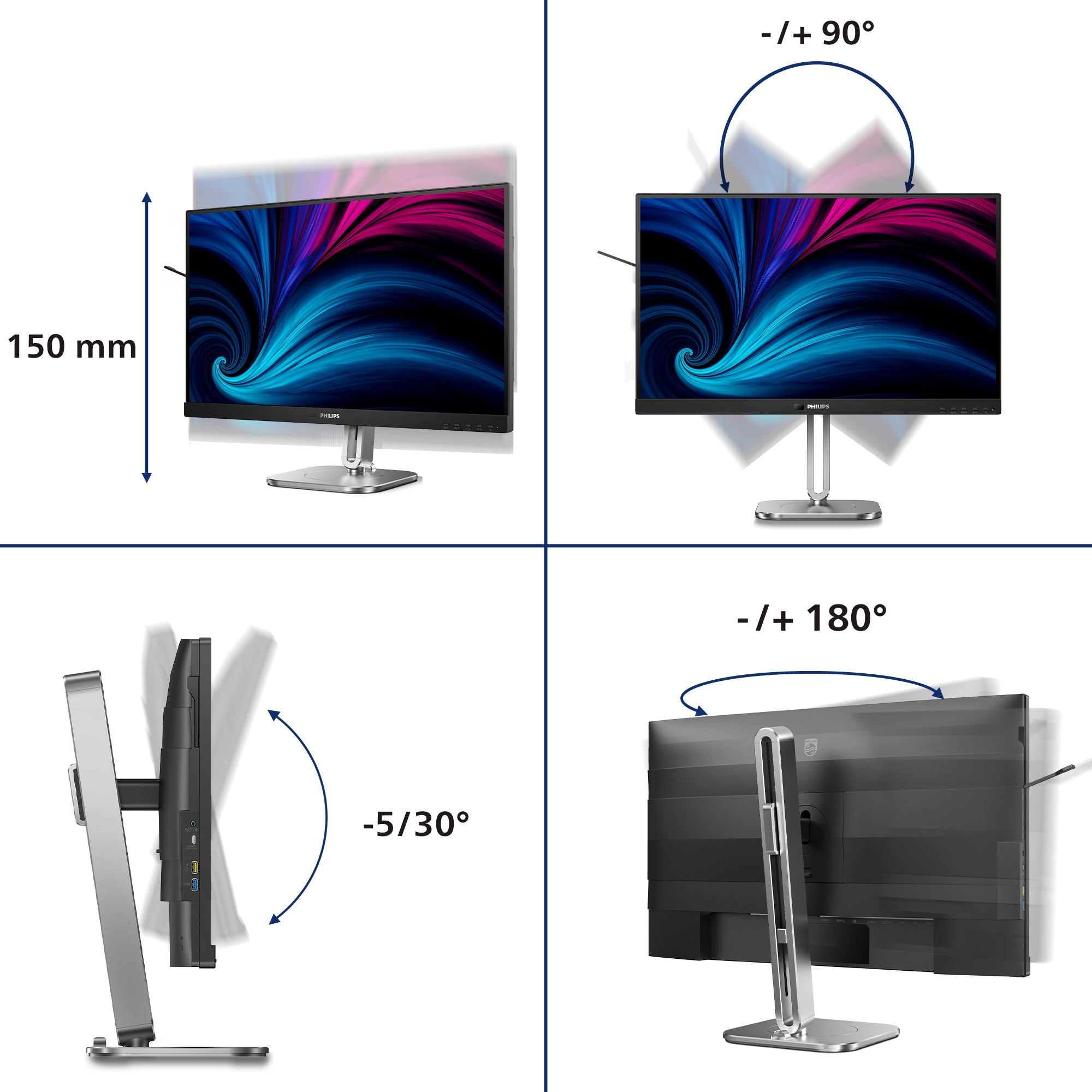 Philips 6000 series 27B2U6903/00 écran plat de PC 68,6 cm (27") 3840 x 2160 pixels 4K Ultra HD LED Anthracite