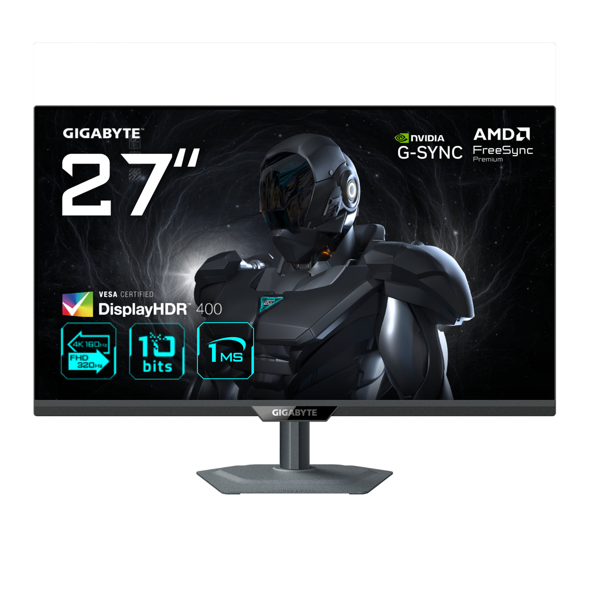 GIGABYTE G27U Moniteur de jeu 27” 4K UHD - Mode double (4K 160Hz ou FHD 320Hz), 3840 x 2160, 1ms, 350 cd/m², FreeSync Premium, DisplayHDR400, HDMI 2.1, DisplayPort 1.4