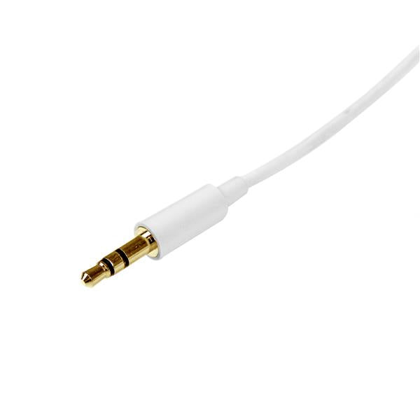 StarTech.com Câble Audio Stéréo Mini-Jack 3.5mm Slim 2m Mâle vers Mâle, Blanc