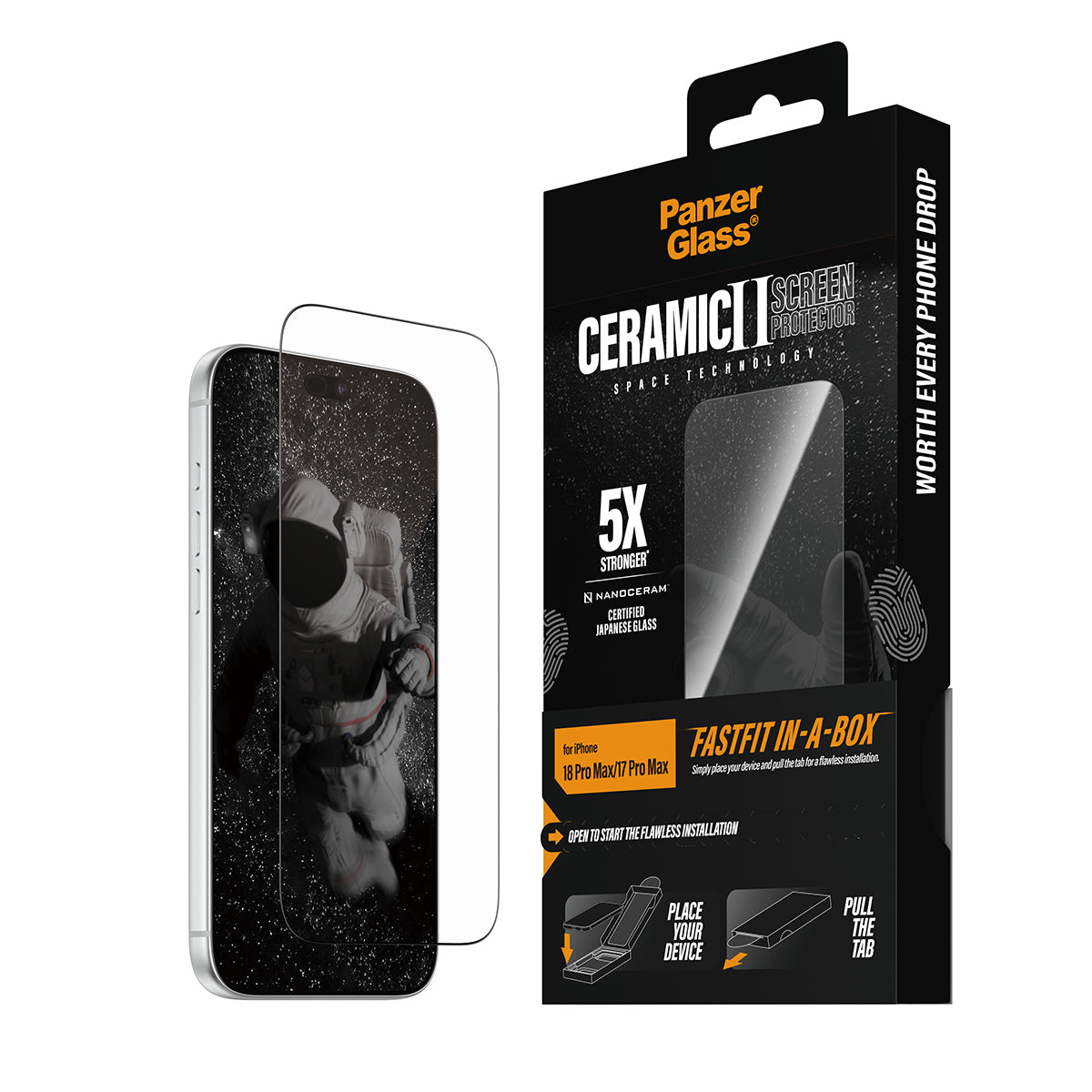 PanzerGlass ® Ceramic Screen Protector iPhone 2026 Pro Max | 17 Pro Max w. FASTFIT IN-A-BOX Protection d'écran transpare