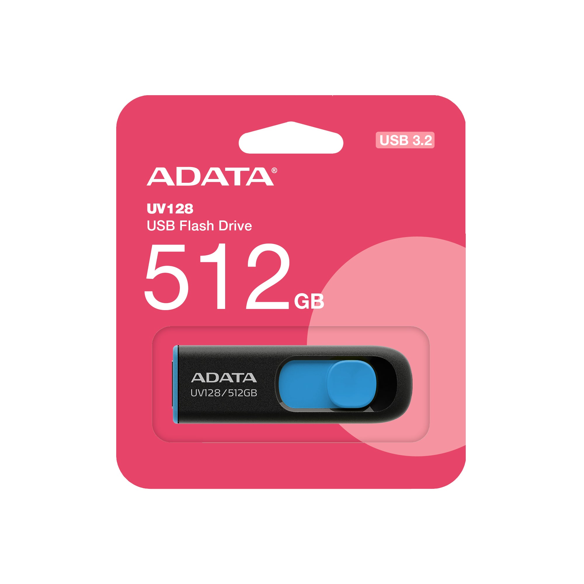 ADATA UV128 lecteur USB flash 512 Go USB Type-A 3.2 Gen 1 (3.1 Gen 1) Noir, Bleu