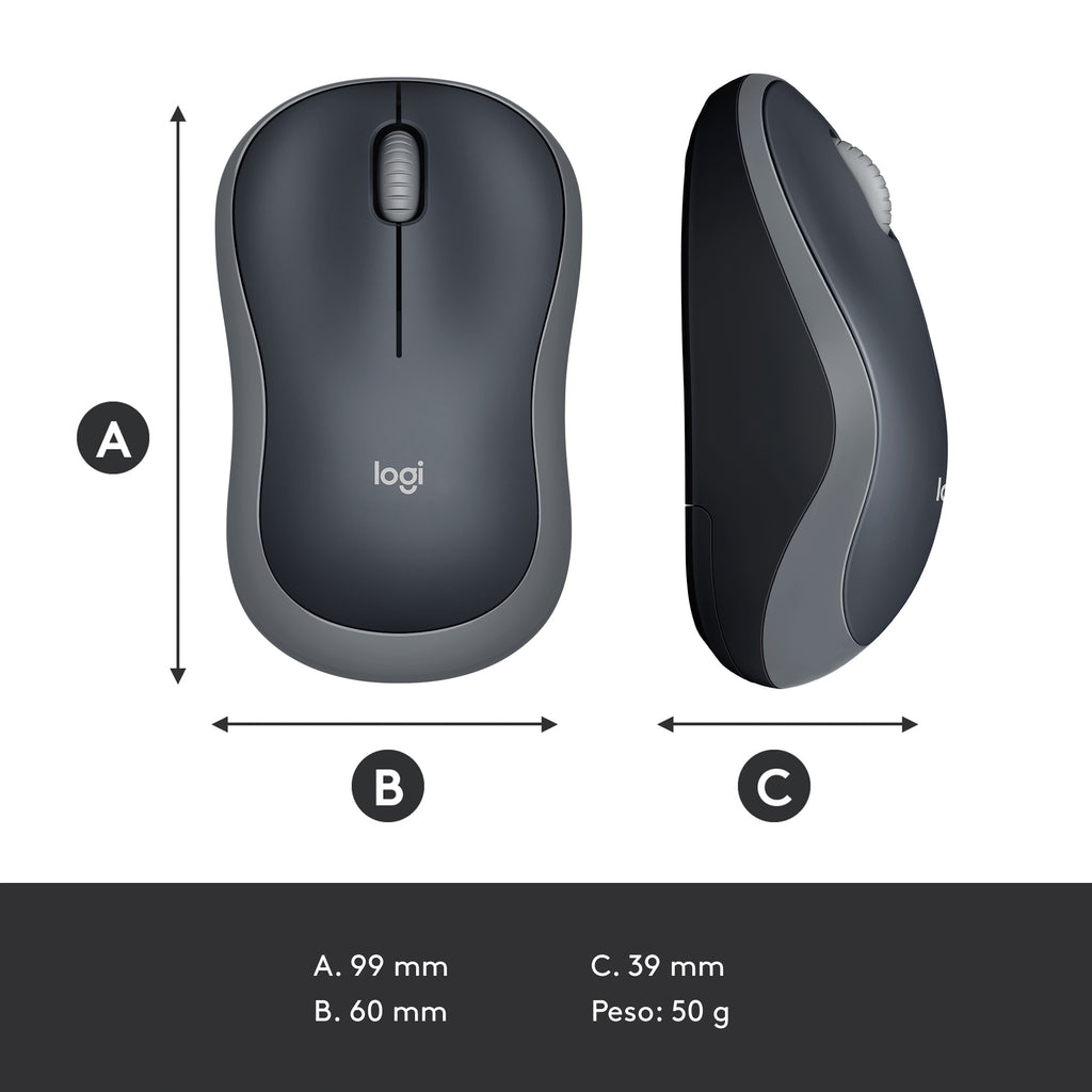 COMPUTER MOUSE LOGITECH M185 GREY