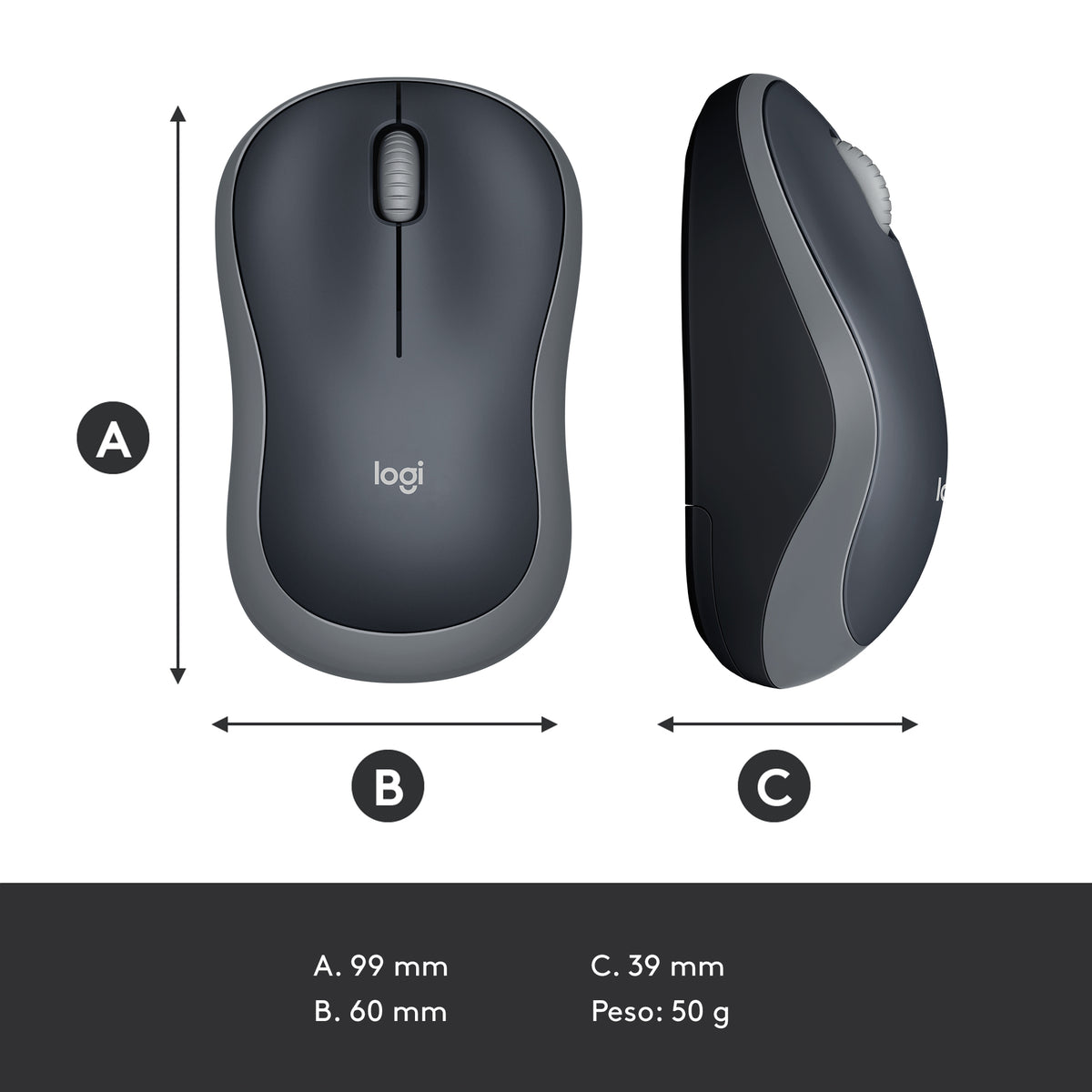 COMPUTER MOUSE LOGITECH M185 GREY